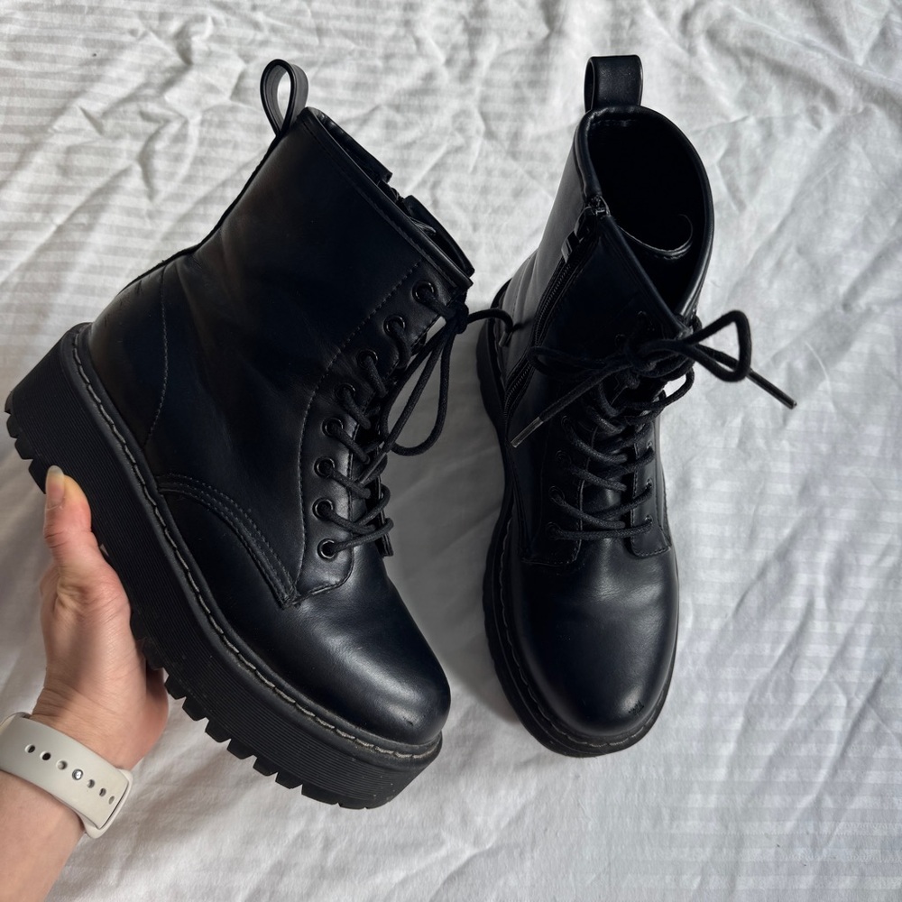 Steve Madden Black Combat Boots